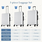 OLIXIS 3-Piece Suitcase Set, Hardside Luggages with Spinner Wheels, Lightweight ABS Hard Shell Travel Luggage, Expandable Carry-On Suitcase with TSA Approved Lock–White, 20/24/28 Inch