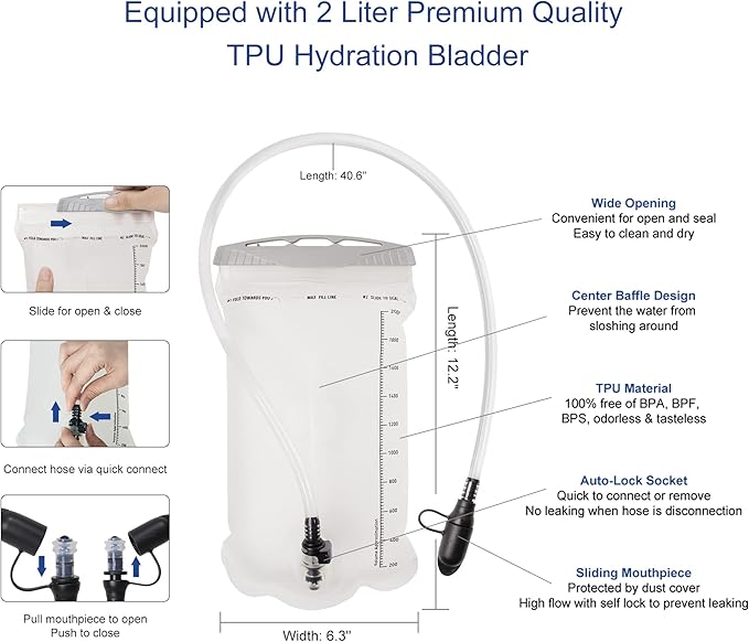 Waterproof Running Vest, 5.5L Breathable Running Hydration Vest with 1.5L Water Bladder, Water Vest for Hiking, Trail Marathon Race, Ideal for Women and Men