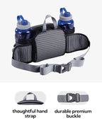 WATERFLY Fanny Pack Waist Bag: Fannie Pack 2 Water Bottle Holders Lumbar Belt Hiking Walking Running Jogging Camping Large Woman Man (Bottle Not Included)