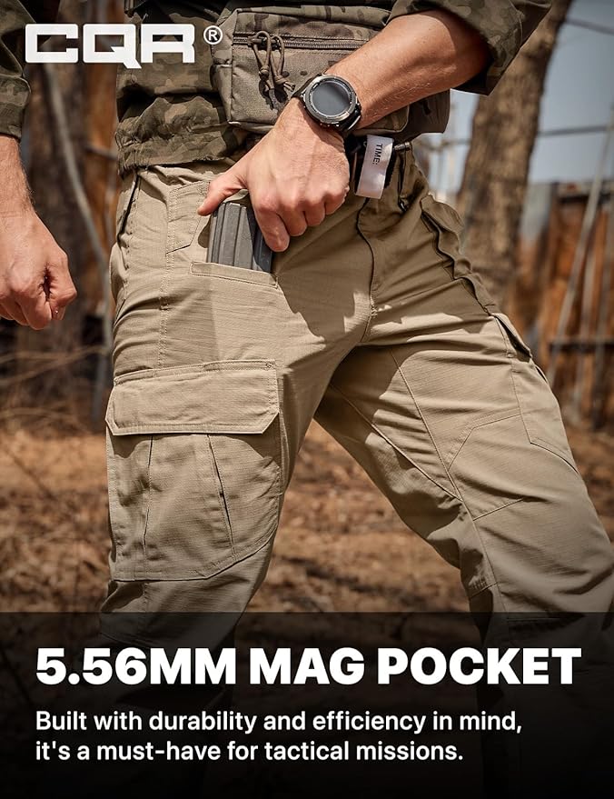 CQR Men's Tactical Pants, Water Resistant Ripstop Cargo Pants, Lightweight EDC Work Hiking Pants, Outdoor Apparel