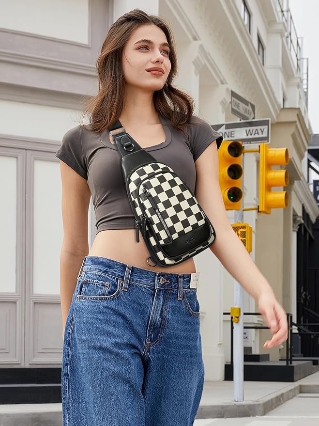 CLUCI Crossbody Bags for Women Men,Leather Sling Bag Cross Body Backpack for Woman Gifts for Women Birthday Unique