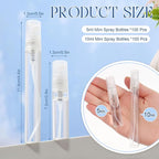 Zhehao 200 Pcs Mini Spray Bottles 5 ml, 10 ml Clear Glass Perfume Bottles Refillable Fine Mist Perfume Atomizer Portable Empty Sample Containers for Cleaning, Essential Oils, Travel (Clear Cap)