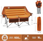 Timber Ridge Double Camping Chair, Heavy Duty Outdoor Folding Camp Couch, Loveseat Camping Chairs Perfect for Campsites, Patio/Lawn, Soccer Games or Other Youth Sports, Supports 600 lbs