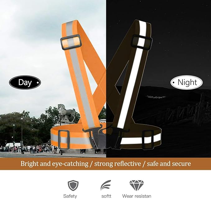 Reflective Vest Running Gear 3Pack, Adjustable Safety Vests High Visible Reflective Belt Straps
