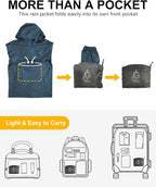 Outdoor Ventures Men's Rain Jacket Waterproof Lightweight Packable Rain Pullover for Hiking Golf Running