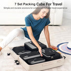 Compression Packing Cubes (Pack of 7), Expandable Luggage Organizer Bags, Hanke Packing Cubes for Travel, Double Zipper Durable Travel Packing Organizers for Suitcase Backpack and Carry-On