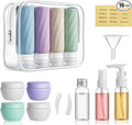 16 Pack Travel Bottles for Toiletries, TSA Approved 3oz Leak Proof Refillable Silicone Squeezable Containers Kit for Shampoo Lotion Conditioner with Toiletry Bag