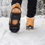 Ice Snow Traction Cleats Crampons, 28 Teeth Snow Spikes for Shoes and Boots, Rubber Anti Slip Ice Snow Grippers, Ice Cleats for Walking On Snow and Ice, Hiking, Climbing