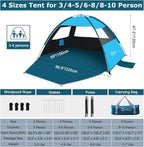 COMMOUDS Beach Tent Sun Shade for 3/4-5/6-7/8-10 Person, UPF 50+ Beach Sun Shelter Canopy Tent, Lightweight, Easy Set Up and Carry
