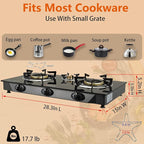 Propane Stove 3 Burner Gas Stove, 34000 BTU High-Efficiency Auto Ignition Tempered Glass LPG Cooktop with CSA Regulator and Hose – for Outdoor Camping, RV, and Emergency Cooking