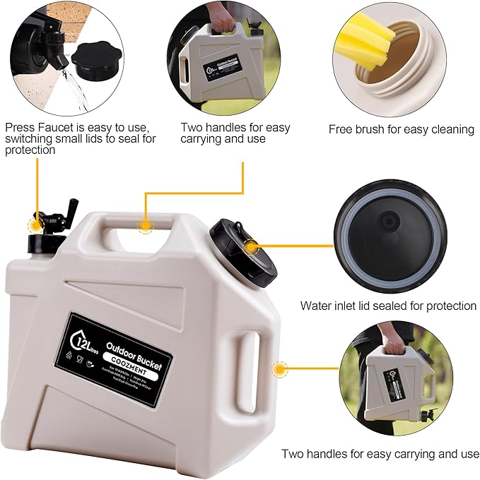 3.2 Gallon/5 Gallon Water Containers with Spigot, BPA Free Water Jug, Military Green Water Tank, Multifunction Water Storage Containers for Camping Outdoor Hiking,Emergency Stroage