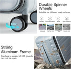 Hanke 24 Inch Checked Luggage Front Opening Rolling Suitcase Hard Sided Luggage with Spinner Wheels for Travel Woman Men.(Grey)