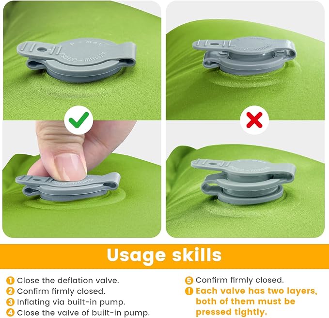 Camping Sleeping Pad, 4in Thick Ultralight Inflatable Camping Mat with Pillow, Built-in Foot Pump Sleeping Mat, Wide Compact Camping Pad for Travel Tent Hiking Backpacking Trip Car Camp Gear