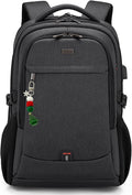DUSLANG 17 Inch Laptop Backpack for Travel Water Resistant College Backpack for Men Women Laptop Bag with USB Charging Port Key Hanging Ornament Christmas Decorative,Black