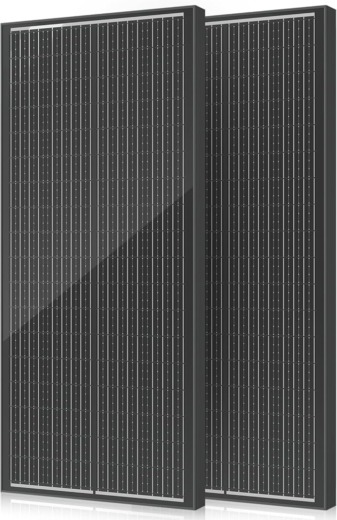 18BB 200W Solar Panel, 2Pcs N-Type 12V/24V 100 Watt Solar Panels, 25% High Efficiency Monocrystalline Solar Module, for RV, Boat, Marine, Trailer, Farm, Rooftop and Home Off-Grid System
