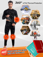 romision Thermal Underwear for Men Long Johns Fleece Lined Hunting Gear Bottom Top Set Base Layer for Cold Weather Gift