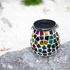 Afirst Mosaic Solar Lanterns Outdoor - Glass Hanging Solar Lights Hollow Out Waterproof Table Lamp Outdoor Decorative for Garden, Patio, Holiday Party Outdoor Decoration