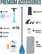 ZLX 11'6" Extra Wide Inflatable Stand Up Paddle Board SUP, Stable Non-Slip Deck Pad, Unique Fin System and Premium iSUP Accessories - Portable Backpack & Upgraded Pump for Adults, All Skill Levels