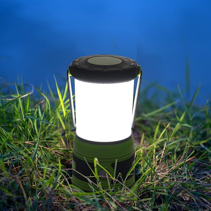 LED Camping lamp Super Bright 1500 lumens 4 Light Modes Dimmable searchlight Battery-Powered Emergency lamp Suitable for Night Hiking Tent Lighting Emergencies Power outages (Green)