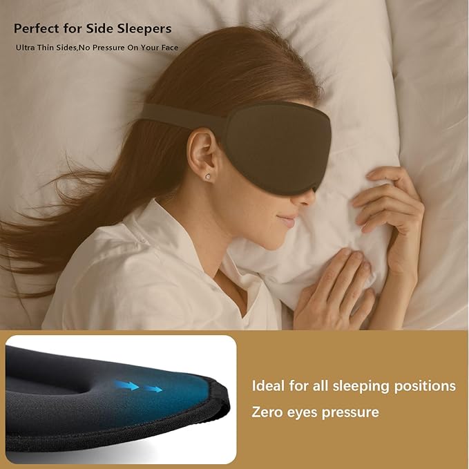 Sleep Mask for Side Sleeper, 3D Contoured Blackout Sleeping Mask,Breathable Sleep Masks for Women Men,Eye Masks for Sleep,Sleep Eye Mask for lash Extensions with Super Lightweight and Adjustable