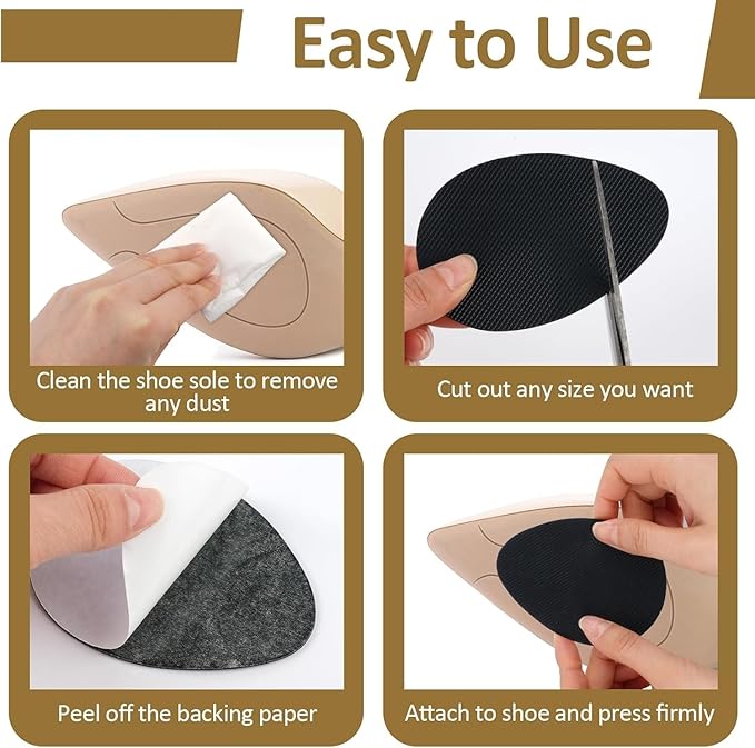 PEASUG 24Pcs Anti Slip Shoe Grips on Bottom of Shoes, Premium Self Adhesive Non Slip Shoe Pads Soles Protector, Rubber Non-Skid Shoes Gummies for Heels, Black
