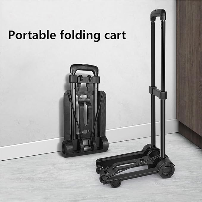 Portable Folding Hand Truck - Movable Platform La Cart with 2 Wheels, Dolly for Travel & Moving - Lightweight Handcart Trolley for Easy Transport
