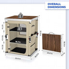 EAGLE PEAK Outdoor Folding Camping Table with Large 3-Tier Storage Organizer and Side Pockets, Easy Set Up Portable Aluminum Camping Kitchen, Beige