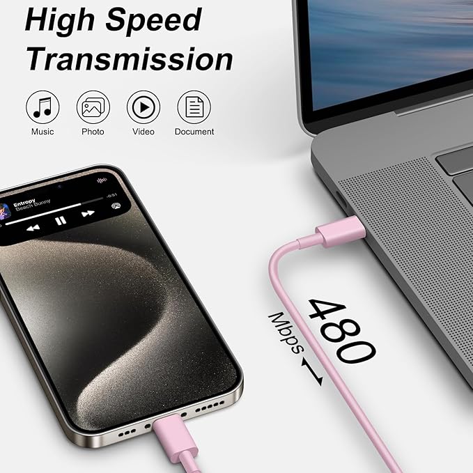iPhone 17 16 15 Charger Fast Charging 6FT - 20W USB C Charger Block with 6FT Type C to C Cable Compatible with iPhone 17/17 Pro/17 Pro Max/Air/16/16e/15, iPad Pro, iPad Air (Pink)