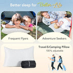 SUPA MODERN Cooling Bed Pillows for Sleeping 1 Pack Small Shredded Memory Foam Pillow Camping Travel Pillow - Compressible Medium Firm, Breathable Cover, ldeal Backpacking Hiking, Airplane and Car