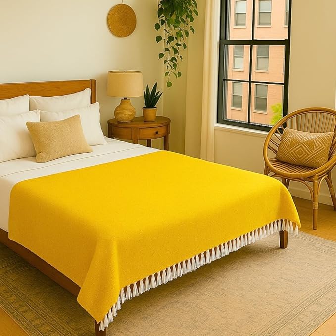 Open Road Goods Solid Color Mexican Yoga Blanket – Large Handwoven Throw for Yoga, Beach, Camping or Home – Soft and Durable Cotton Blend