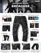 CQR Men's Flex Ripstop Tactical Pants, Water Resistant Stretch Cargo Pants, Lightweight EDC Hiking Work Pants