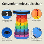 Upgraded Collapsible Stool - Adjustable Height (2.3"-17.3") -Second Fold, Portable Heavy Duty Folding Stool for Adults, 600lb Capacity - Compact to-Go Camping, Fishing, Outdoor Seat (Black+Color)