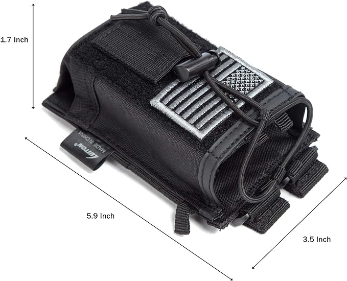 Tactical Molle Radio Holster Holder Case Military Heavy Duty Pouch Bag for Two Ways Walkie Talkies Adjustable Storage with 1 Pack Patch