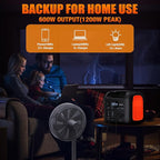 Portable Power Station, 600W (1200W Peak) 299Wh LiFePO4 Solar Generator Pure Sine Wave 110V AC Car Outlets PD 60W QC3.0 Backup Power Supply Bank for Camping, Blackout, CPAP