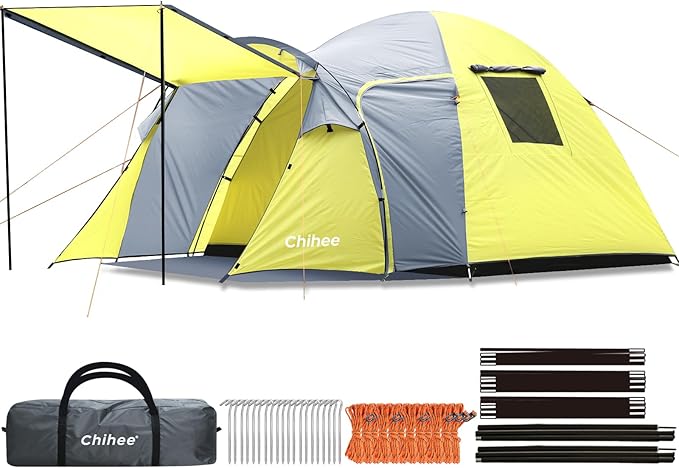 Chihee Camping Tent 3 Person Double Layered Dome Tents Large Capacity 4 Seasons Travelling Backpacking Beach Outdoor Shelter Waterproof Windproof Tent with Rainfly Inner Tent Used Independently