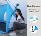 Beach Tent, Portable Sun Shelter for 2/3/4/6-8 Person with UPF 50+ UV Protection, Easy Setup Waterproof Beach Shade Canopy Cabana for Family Outdoor and Picnics, Fishing with Carrying Bag