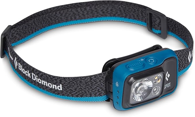 BLACK DIAMOND Spot 400 LED Headlamp, Waterproof and Dimmable Battery Powered Headlamp for Camping, Hiking, Running, Work, Travel with Red Light Mode, Azul