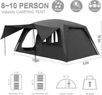 Vidalido 8-10 Person Camping Tent with 3 Door 2 Room Large Family Cabin Tents, Double Layer Waterproof Portable Glamping Tent, Big Tents for Outdoor Picnic Camping Hiking and Family Gathering