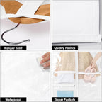 Univivi Dance Costume Garment Bag, 40 Inch Garment Bags for Dance Costumes Kids Dance Costume Bag with 3 Medium Clear Zipper Pockets for Dance Costumes, Hanging Clothes (White) - 4 Pack, UN0783