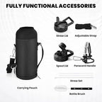 Insulated Water Bottle 40 oz, Triple Wall Vacuum Stainless Steel (Cold for 48 Hrs), Leak Proof & Non-BPA, Modern Water Flask Jug with Paracord Handle & Straw Spout Lids, Ombre: White/Black