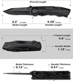 Rush Deer Pocket Knife - Folding EDC Multitool for Men, Small and Versatile Camping, Fishing, and Hiking Accessories Set (Matte Black)
