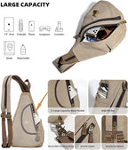 KL928 Canvas Sling Bag - Small Crossbody Backpack Shoulder Casual Daypack Rucksack for Men Women(Large Version)