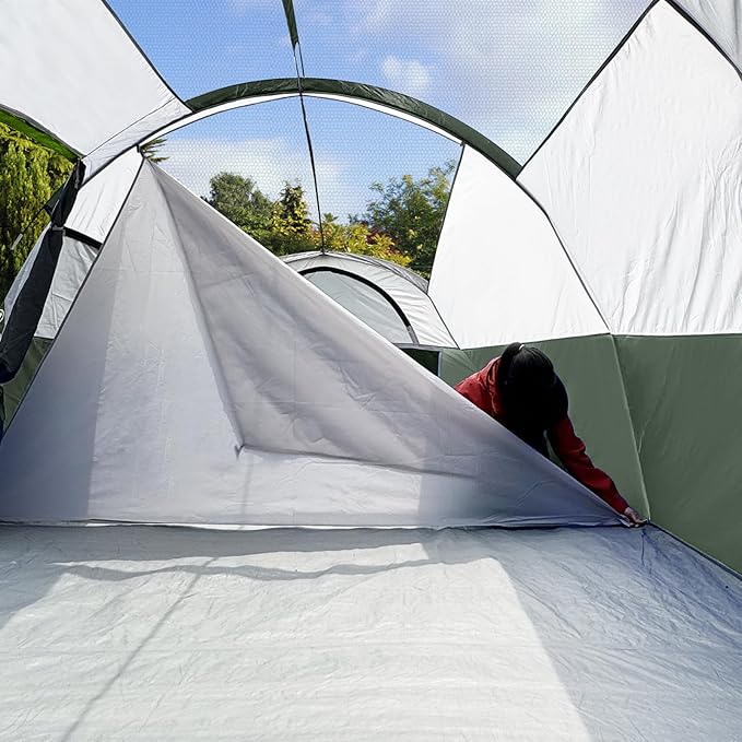 CAMPROS CP Tent 8 Person Camping Tents, Weather Resistant Family Tent, 5 Large Mesh Windows, Double Layer, Divided Curtain for Separated Room, Portable with Carry Bag