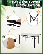 KingCamp Aluminum Folding Lightweight Roll Portable Stable Table for Camping Picnic Barbecue Backyard Party, Indoor & Outdoor, Oversize, Silver Black (Extended Pro, #6P Bamboo)