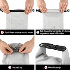 Waterproof First Aid Kit Roll Top Boat Emergency Kit with Waterproof Contents for Fishing Kayaking Boating Swimming Camping Rafting Beach Light Grey