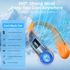 Portable Neck Fan,Hands Free Personal Wearable Bladeless Fan,6000mAh USB Rechargeable,360° Cooling,LED Display,4-Speeds,Birthday Gifts for Men Women Dad Mom,Outdoor Indoor Travel Camping (Orange)
