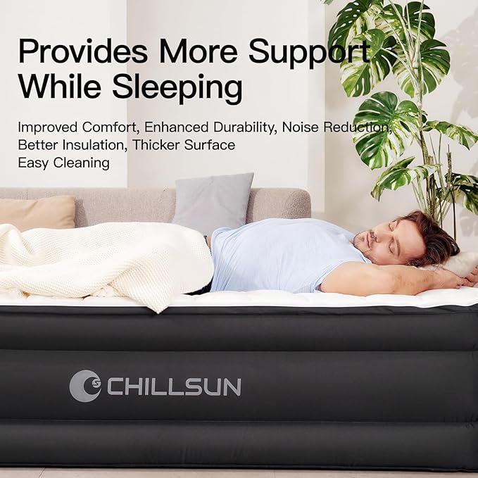 CHILLSUN Twin Air Mattress with Built in Pump, Upgraded 18" Raised Comfort Blow up Mattress, Durable Inflatable Mattress Air Bed for Guests & Home, Colchon Inflable, Airbed 700lbs Max