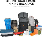 Hiking Backpack for Men and Women, 30L Waterproof Camping Backpack with 3L Water Bladder and Rain Cover, Lightweight Outdoor Sport Travel Daypack Rucksack for Climbing Cycling (Dark gray)