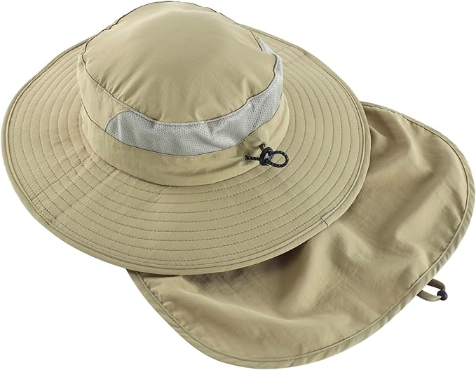 Home Prefer UPF 50+ Sun Hats for Men Women Wide Brim Fishing Hat with Neck Flap Summer Safari UV Protection Bucket Hat