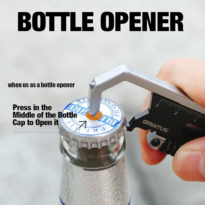 Small Multitool Wrench 9 in 1 Pocket Adjustable Wrench for Screw with Mini Pry Bar Nail Puller Keychain Tool Caliper Measuring Ruler Glass Breaker EDC Gadget Survival Gear for Men Cycling Hiking